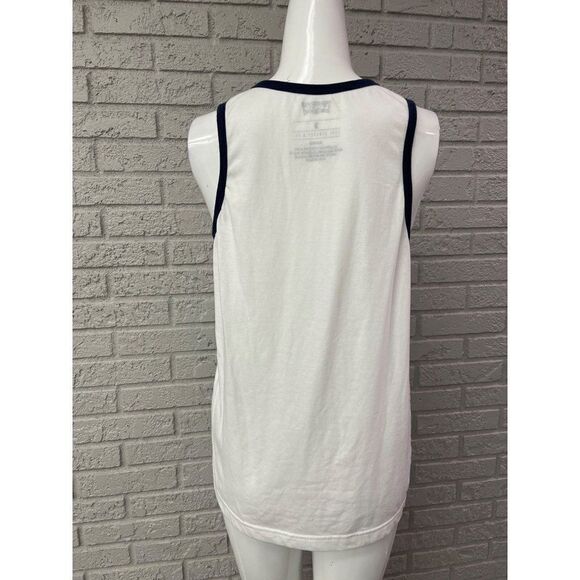 Vintage Levi’s Strauss & Co. White with Blue Trim Sleeveless Tank Top Size M - Picture 2 of 6